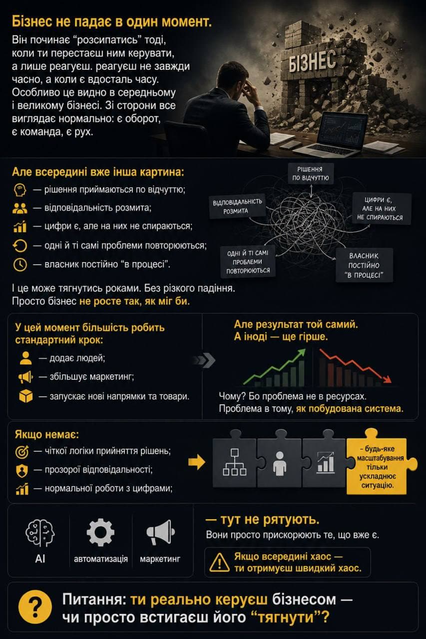 Компанія не падає — вона поступово втрачає керованість